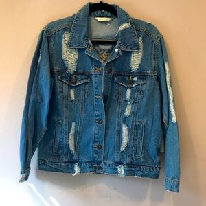 Distressed Denim Jean Jacket